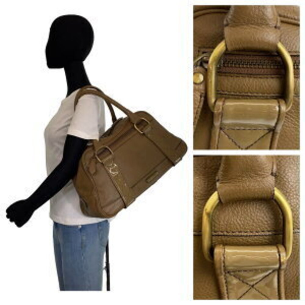 Burberry check Khaki Green brown leather handbag shoulder bag - Picture 5 of 10